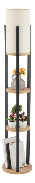 Stojanová lampa s policemi Narakotta 2 (přírodní + černá)