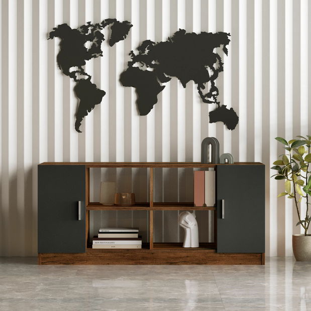 Skříňka Vincent 6 (ořech + antracit)