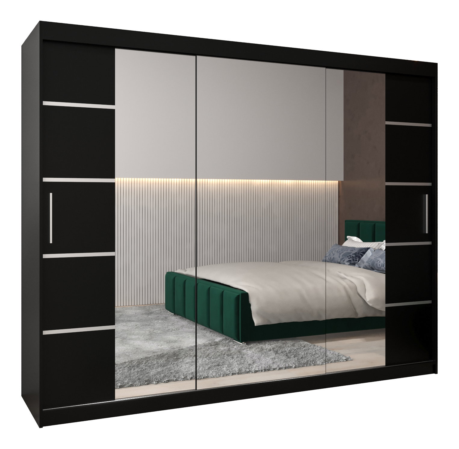 Šatní skříň 250 cm Verika 4 250 (černá)