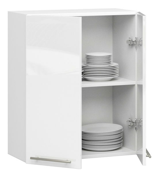 Horní kuchyňská skříňka Ozara W60 H720 (bílá + bílý lesk)