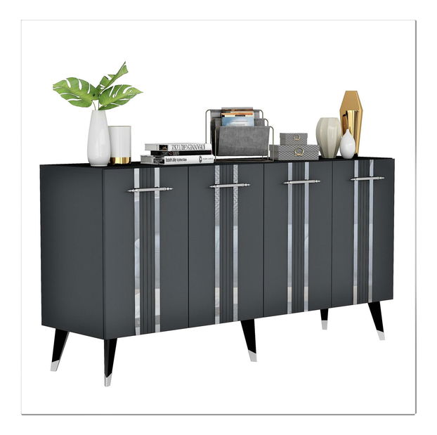 Skříňka Pebine 1 (antracit + stříbrná)