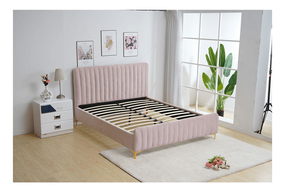 Manželská postel 180 cm Keira (růžová) (s roštem)