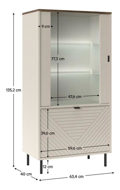 Vitrína Explicaba 1 (kašmír + dub castello)