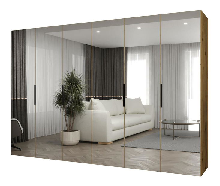 Šatní skříň 300 cm Mirabella 3 (dub artisan + černá)