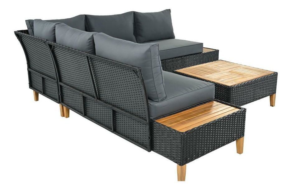 Zahradní ratanový set Malcolm (černá + šedá + přírodní)