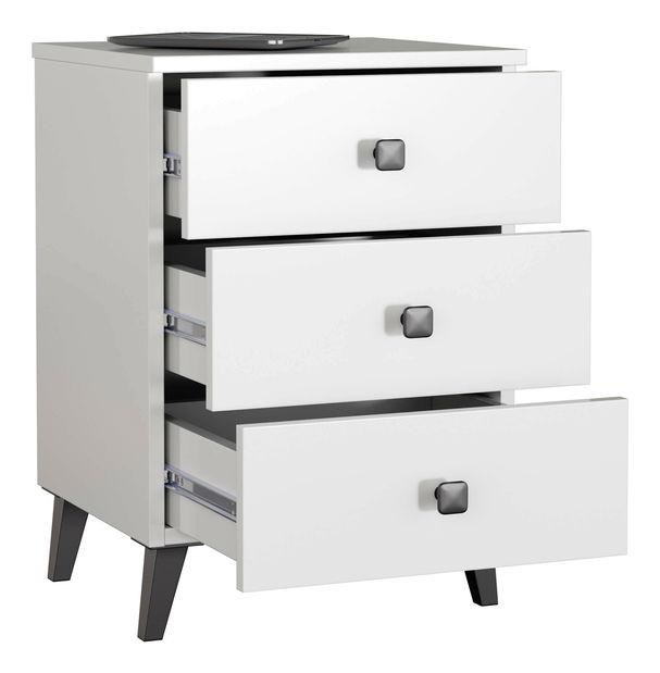 Noční stolek Mercados (bílá + černá)