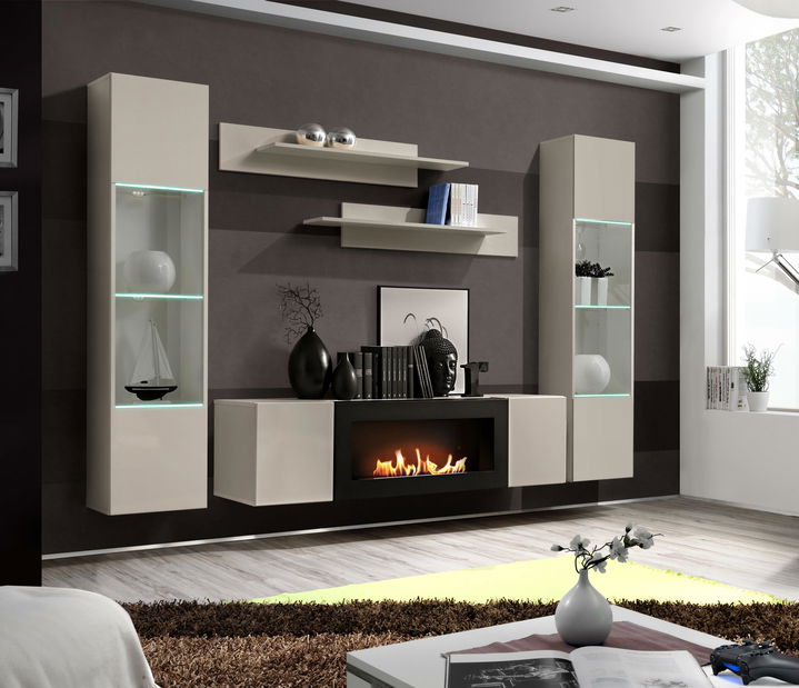 Obývací stěna Ferryhill CC FY M3 (kašmír) (s osvětlením) (s biokrbem)