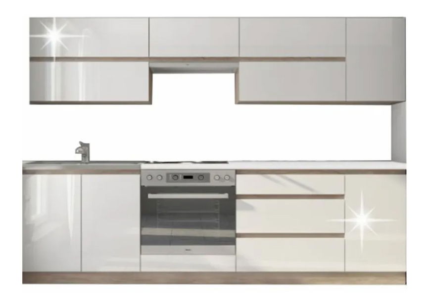 Kuchyňská sestava 260 cm Lina (dub sonoma + vysoký lesk bílý) *výprodej
