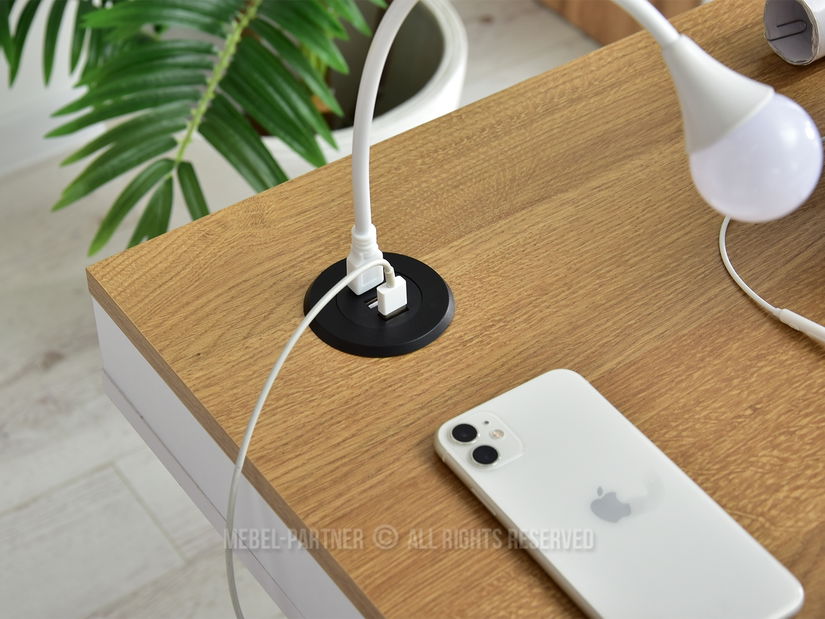 PC stolek Osto 120 (dub bílý + bílá)