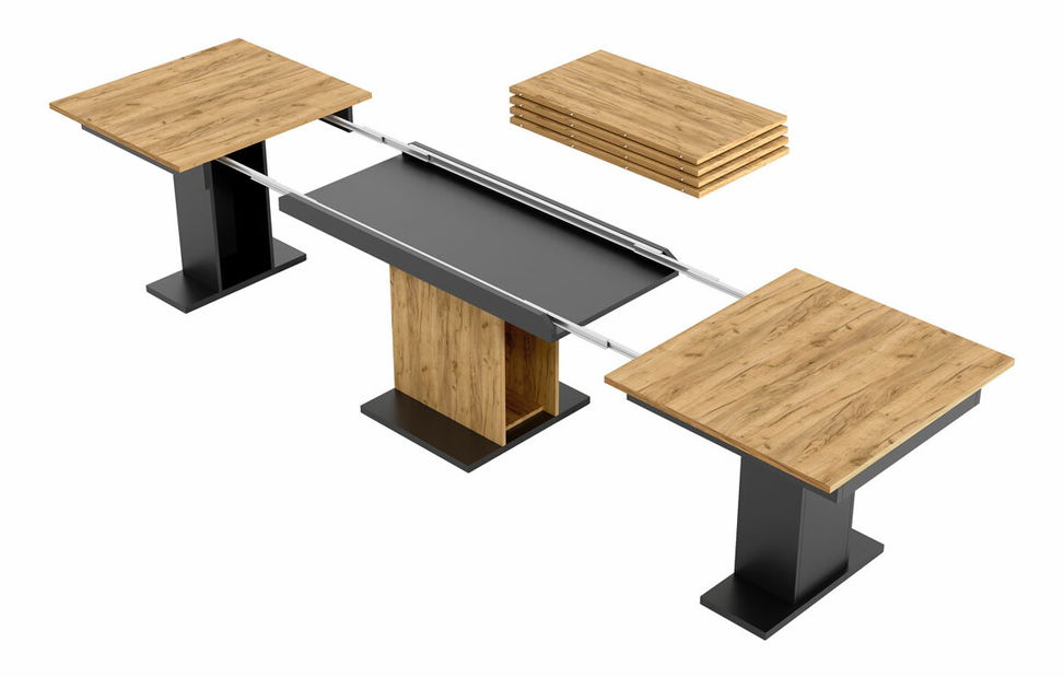 Jídelní stůl Stuart (pro 8 a více osob) (černá + dub craft zlatý)