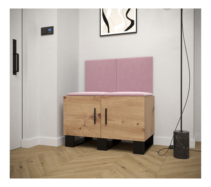 Předsíňová sestava Amanda 19 (dub artisan + růžová)
