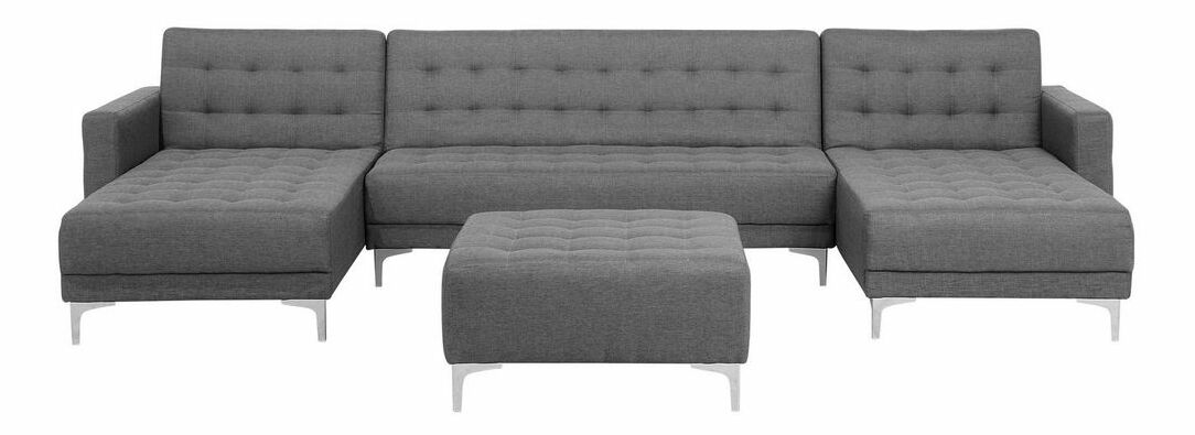 Rohová sedací souprava U ABERLADY (světle šedá) (s taburetem)