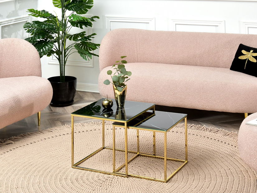 Konferenční stolek Prana Law (černý mramor + zlatá)