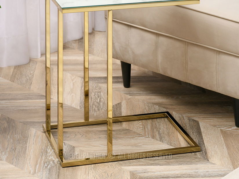 Konferenční stolek Vasho (bílá + zlatá)