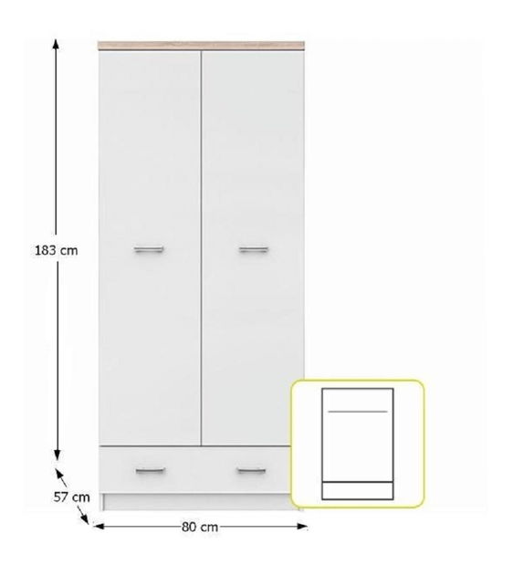 Šatní skříň Timmy Typ 01 2D1S