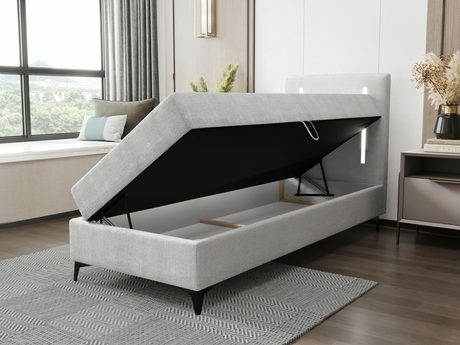 Jednolůžková postel 90 cm Hebara 1 (šedá) (s roštem a matrací) (s úl. prostorem) (P)