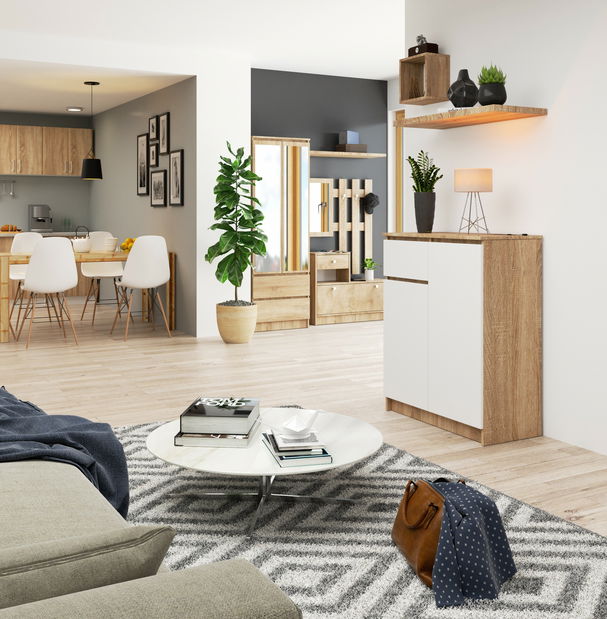 Komoda Kilos (dub sonoma + bílá)