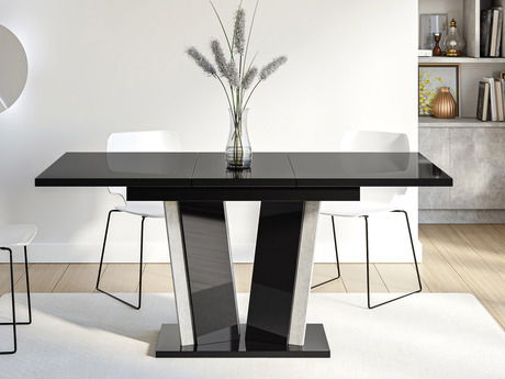 Rozkládací jídelní stůl Ledysa II (mramor bílý + lesk bílý) (pro 2-6 osob)