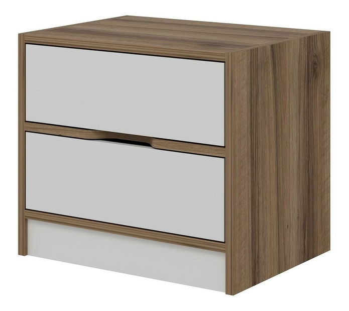 Noční stolek Erich (ořech + bílá)