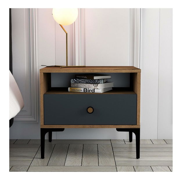 Noční stolek Logan (ořech + antracit)