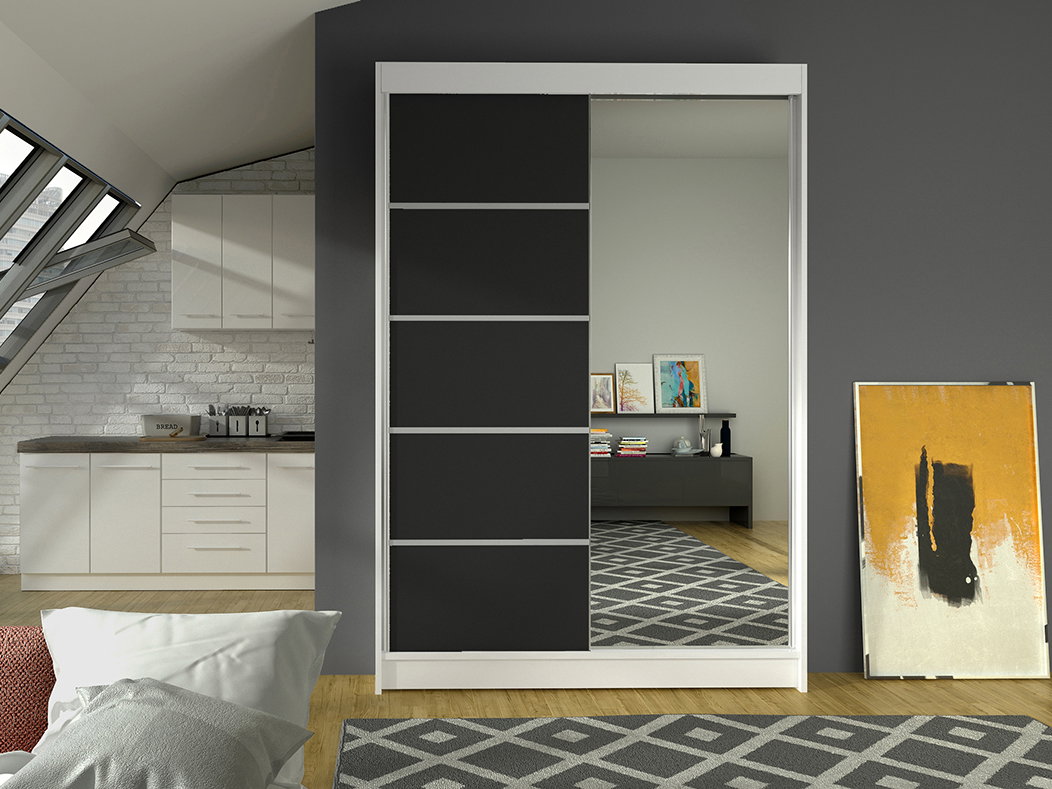 Šatníková skříň Lawana 3 (bílá + černá)