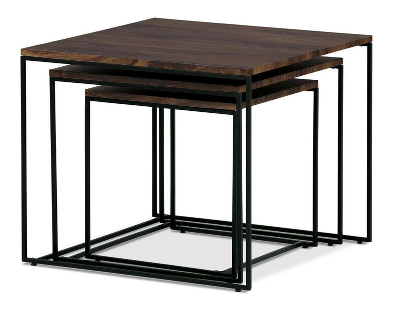 Set 3 konferenčních stolků Adeptos (ořech)