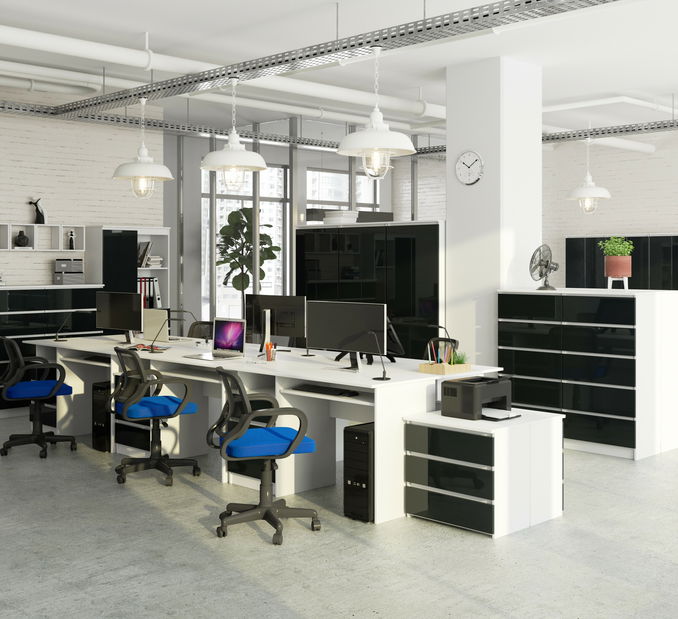 PC stolek Bronte (bílá + grafit lesk)