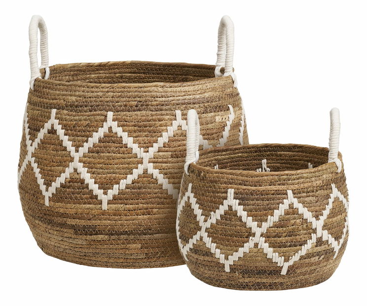 Set 2 ks košíků Alandra (přírodní + slonovinová)