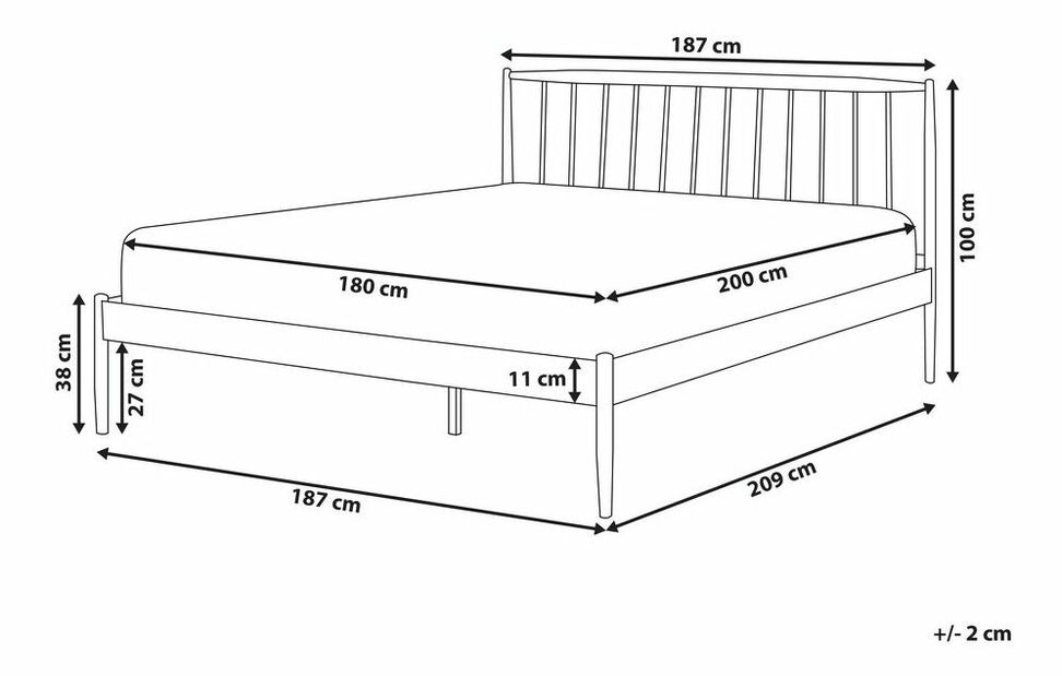 Manželská postel 180 cm MARES (bílá) (s roštem)