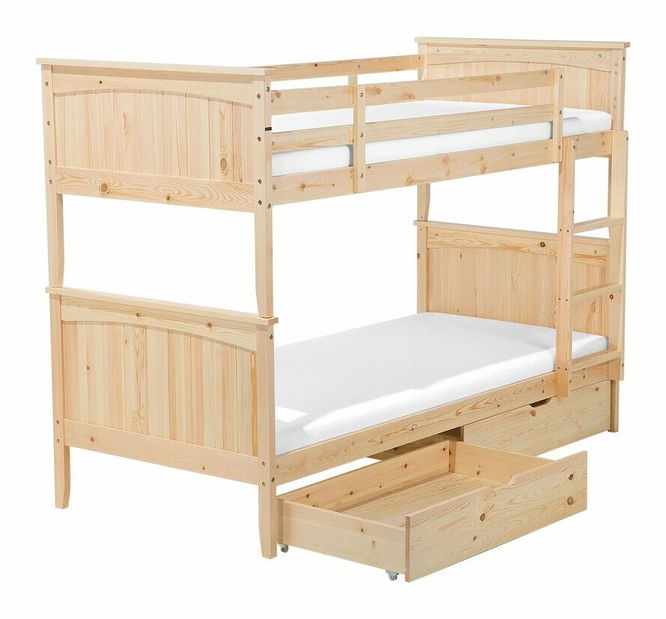 Patrová postel 90 cm Alf (světlé dřevo) (s roštem a úložným prostorem)