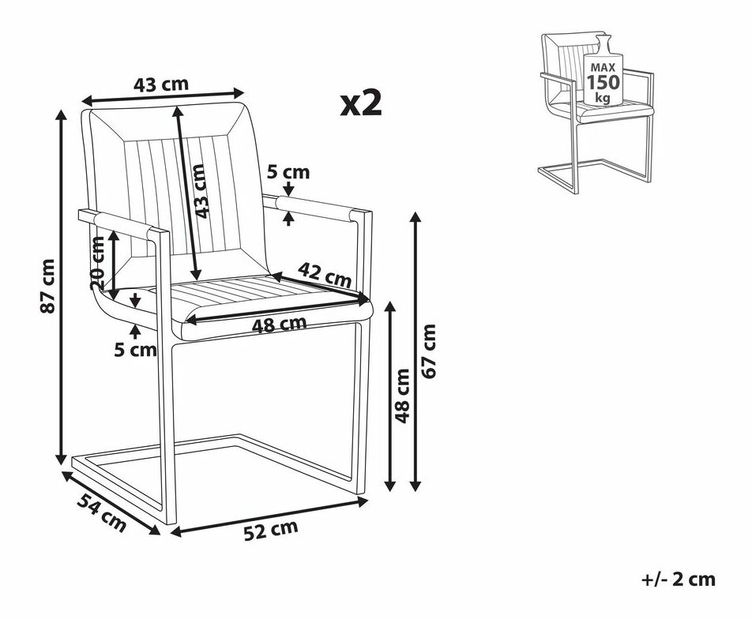 Set 2 ks. jídelních židlí BOLENDE (hnědá)