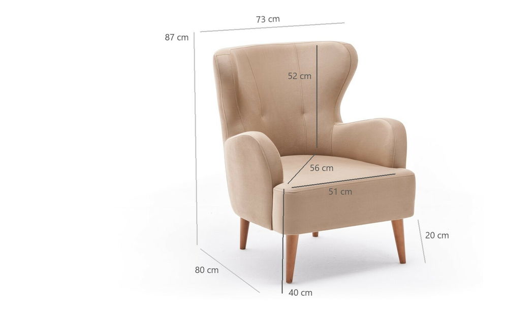 Křeslo ušák Kaveh 1 (krémová)