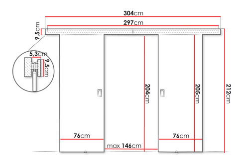 Posuvné dveře Jowenton Duo 152 (jasan tmavý)