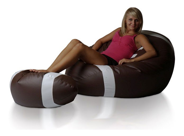 Set sedacích vaků Rugby XXXL + L (hnědá + bílá)