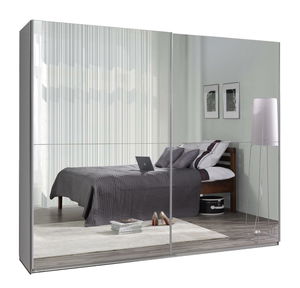 Šatní skříň s posuvnými dveřmi Liff 27 (bílá) (se zrcadlem)