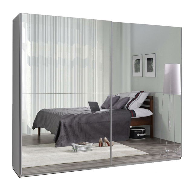 Šatní skříň s posuvnými dveřmi Liff 27 (bílá) (se zrcadlem)