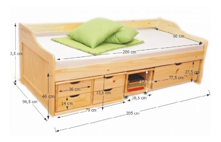 Jednolůžková postel 90 cm Mangu (masiv, s roštem)