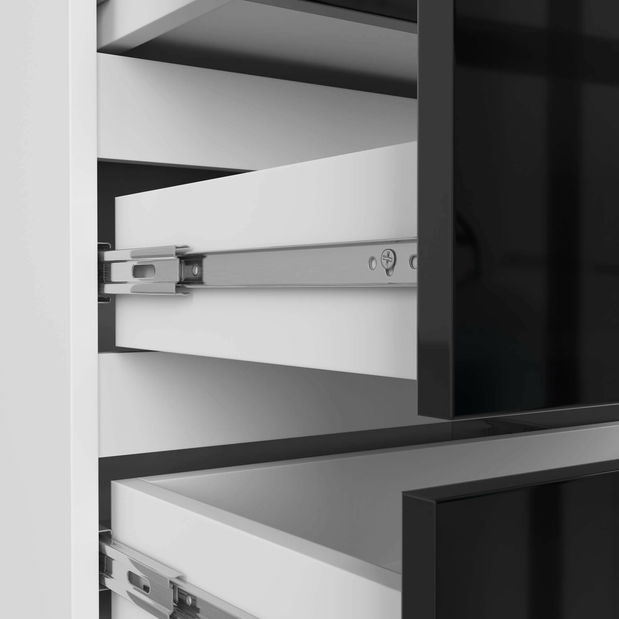 Noční stolek Calado (bílá + černý lesk)