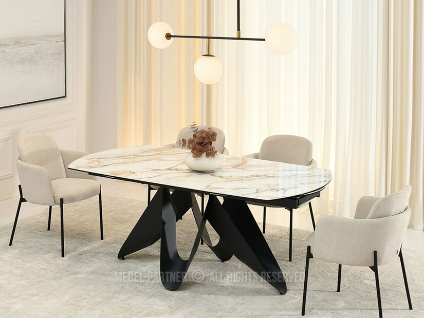 Jídelní stůl Preparan (mramor + černá)