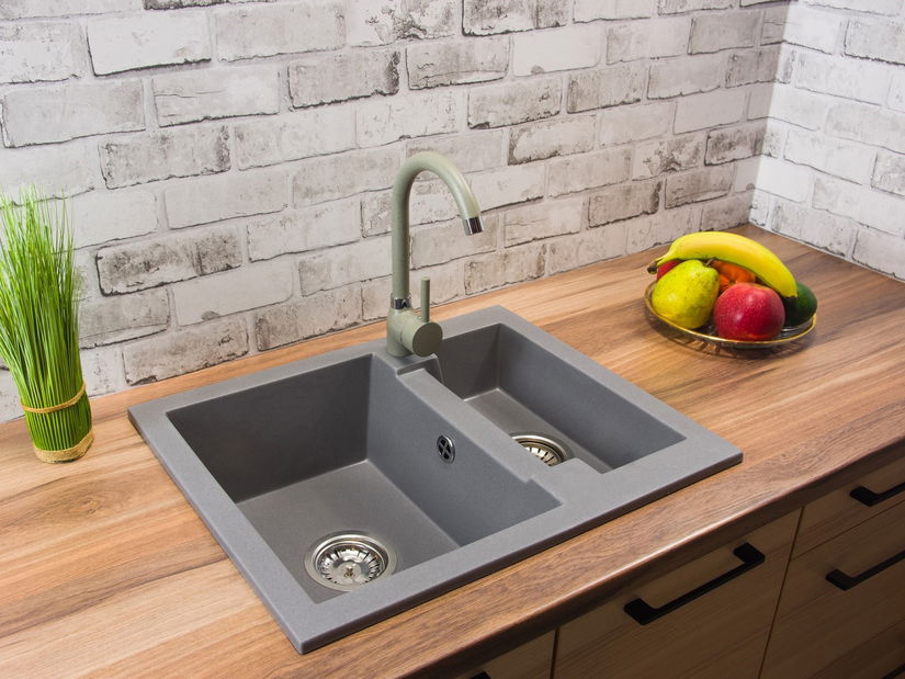Kuchyňský dřez Yagma (šedá) (s 1 otvorem pro baterii) (L)