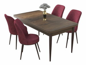 Jídelní set Nilla (ořech barokní + prašná růžová) (pro 4 osoby)