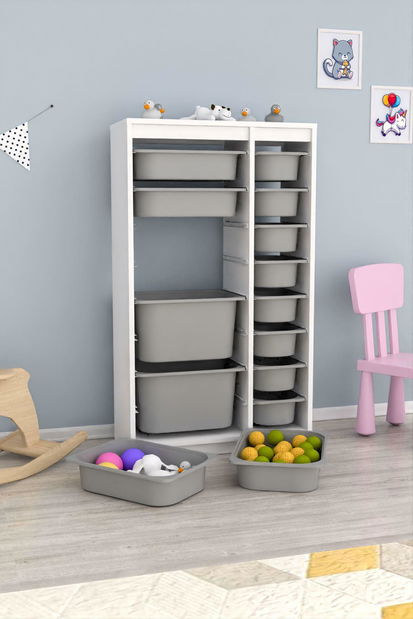 Organizér na hračky Dremonka 6 (šedá + bílá)