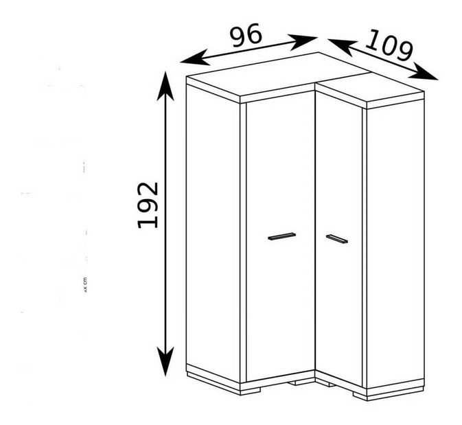 Rohová šatní skříň Vega 39 (dub santana světlý)