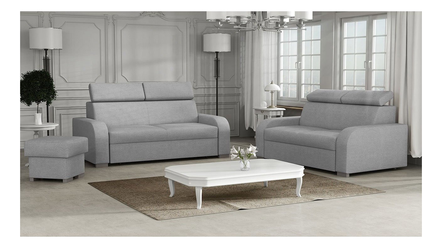 Sedací souprava Losar 3+2+taburetka Lyseri (sivobílá)