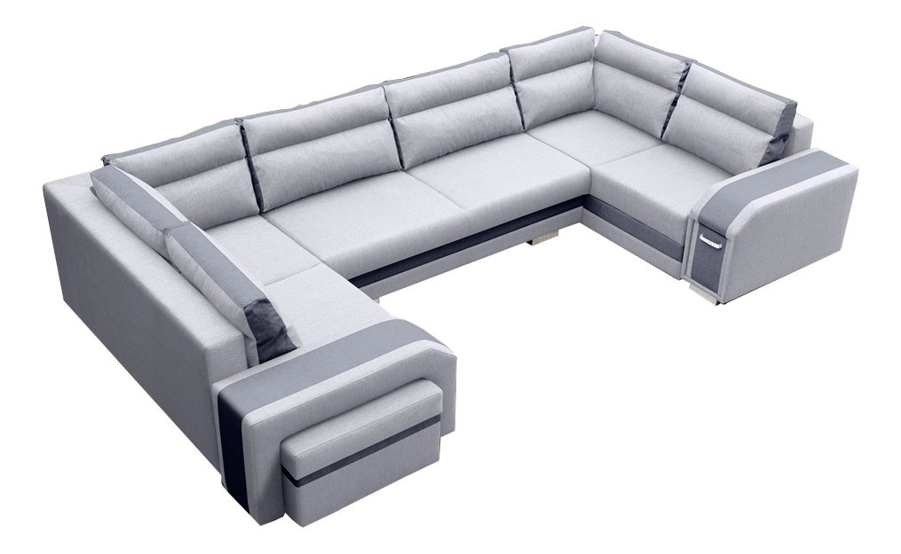 Rohová sedací souprava Asperata U (světlešedá + šedá) (L)