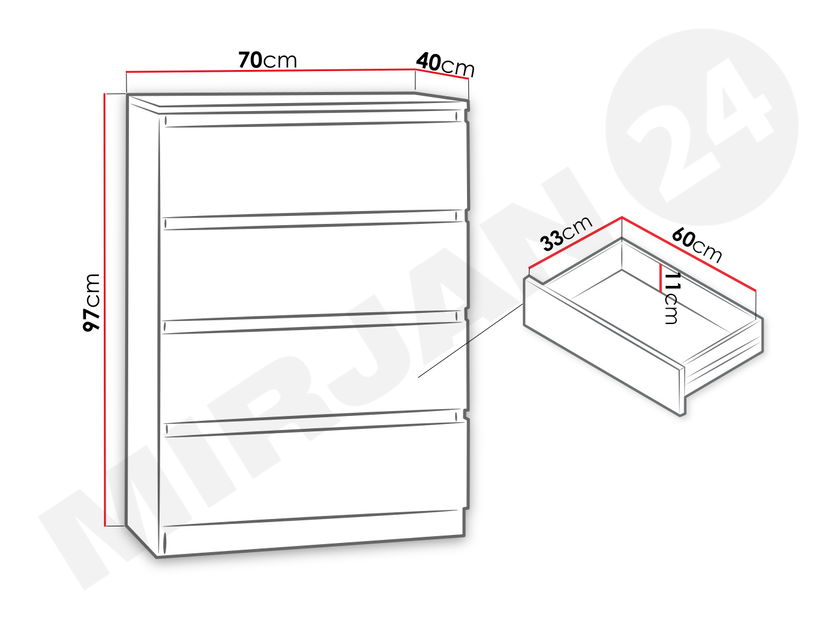 Komoda Orion OK4 (dub sonoma)