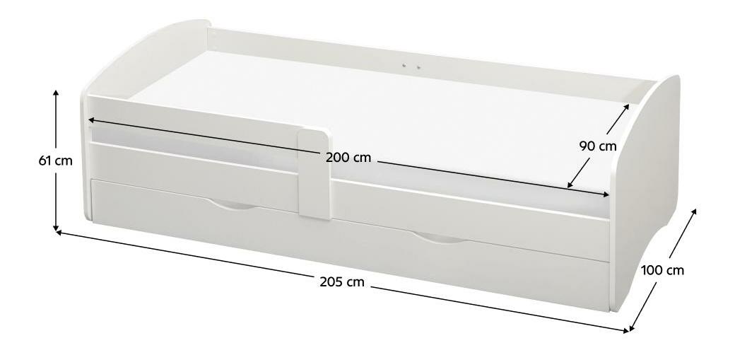 Jednolůžková postel 90 cm Carecen (bílá) (s roštem) (s úl. prostorem)