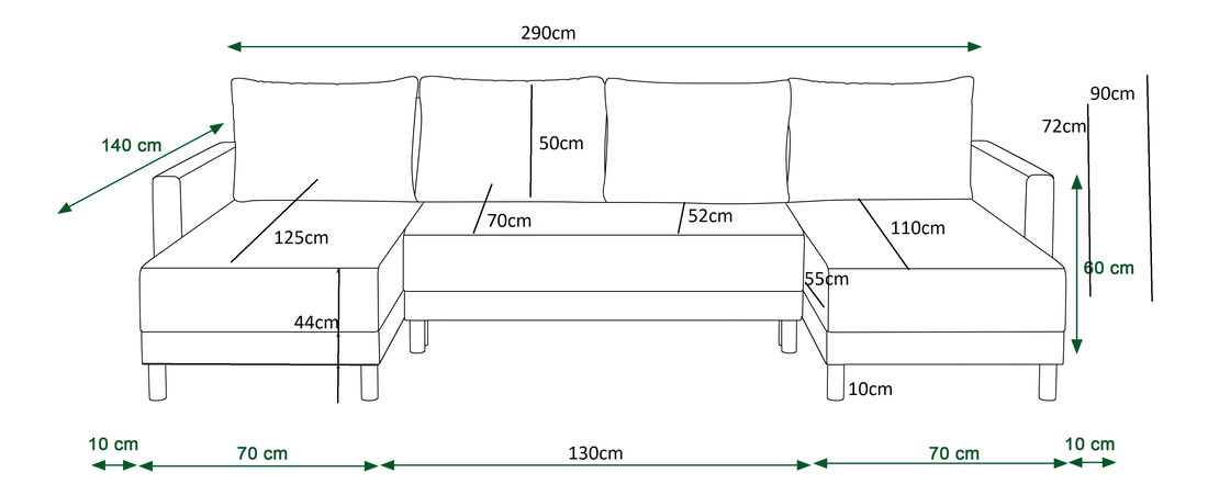 Rohová sedací souprava U Glimmer U (vícebarevné + černá)