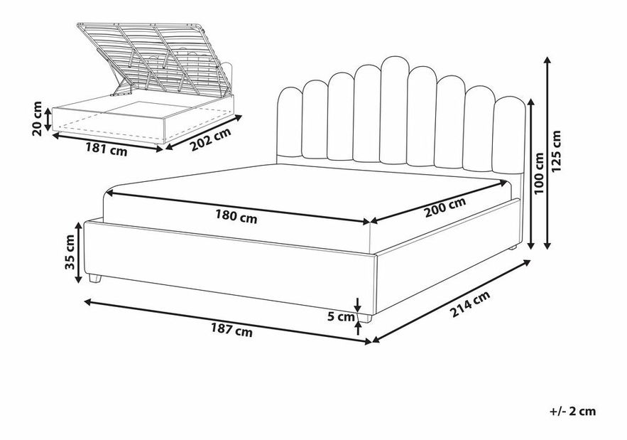 Manželská postel 180 cm Valhala (růžová) (s roštem a úložným prostorem)