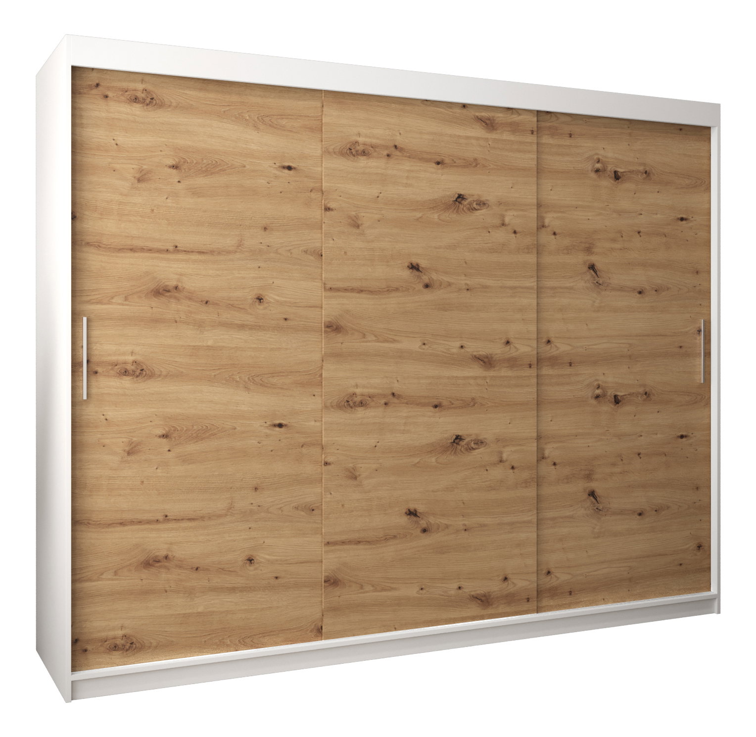 Šatní skříň 250 cm Toki (Bílá matná + Dub artisan)